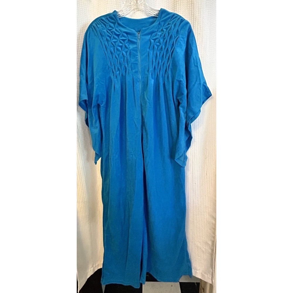 VTG 80s Blue Bell Sleeve Housecoat Nightgown L Grandma